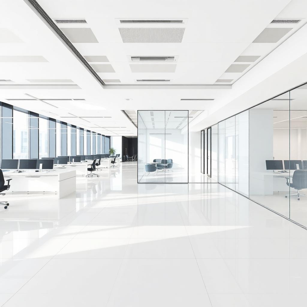 Pristine modern corporate office interior with polished floors