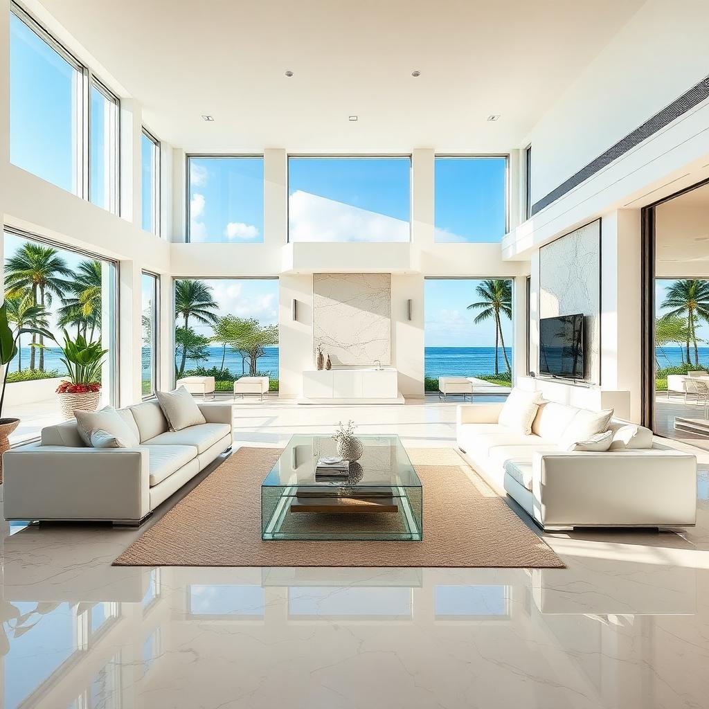Bright, spotless luxury South Florida living room after cleaning